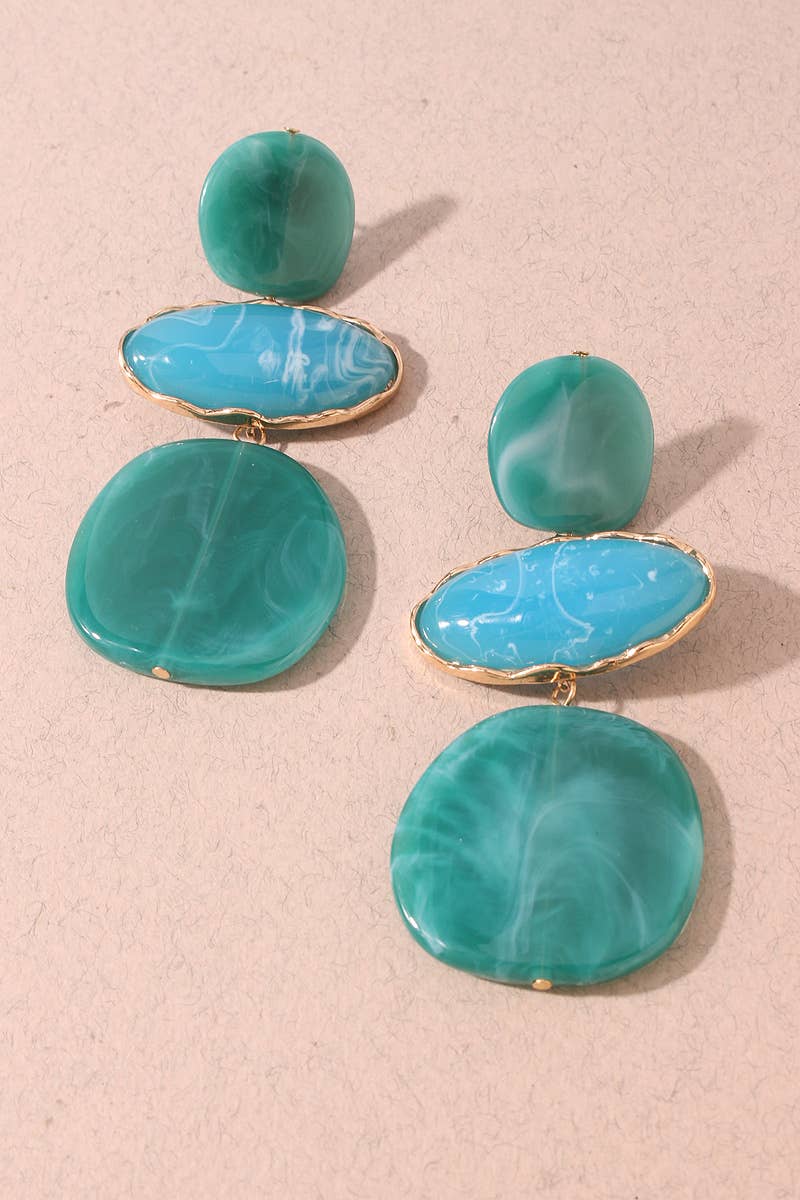 Turquoise Marbled Geometric Earrings