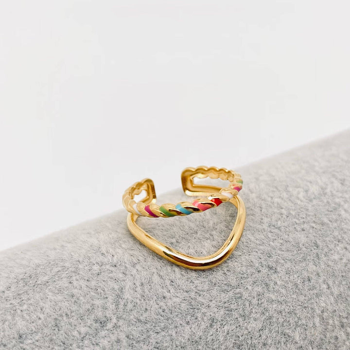 18K Gold Plated Colored V Ring