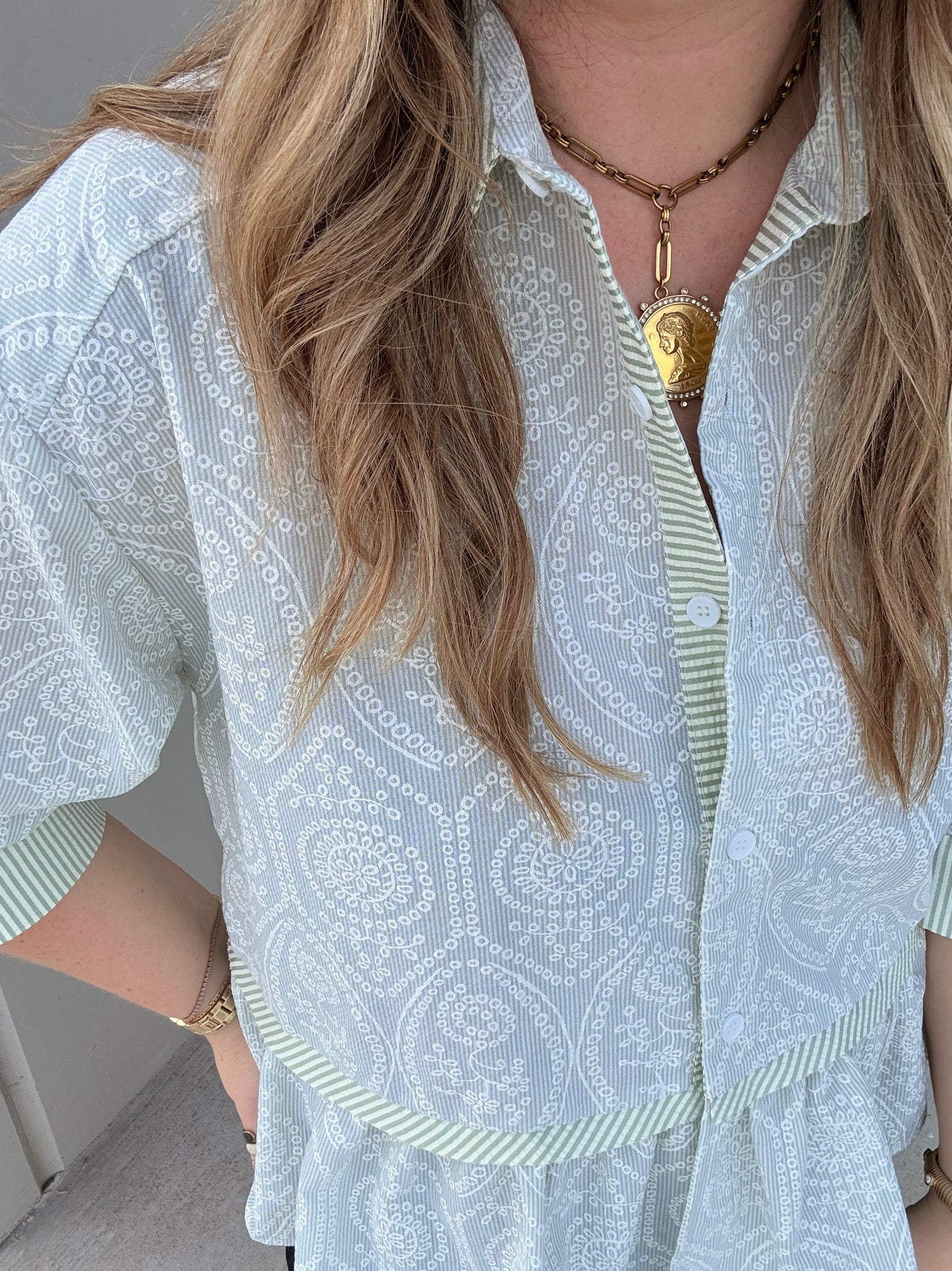 Sage Paisley Design Blouse