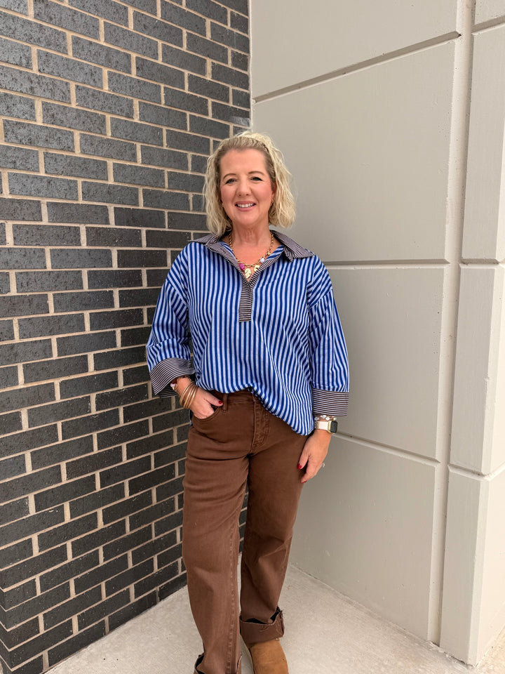 Blue Meets Brown Blouse