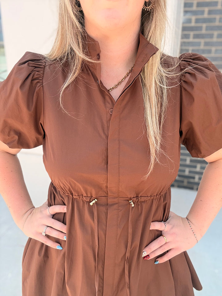 Carob Tie Waist Dress
