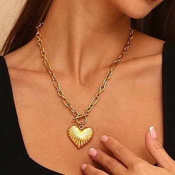 18K Tarnish Free Gold Heart Necklace
