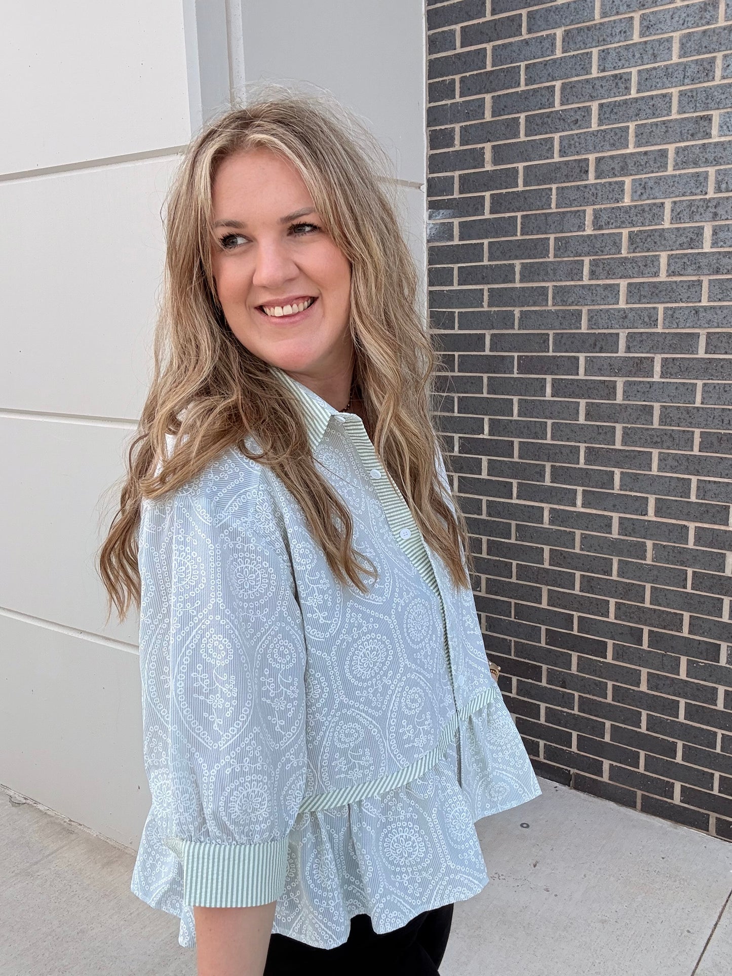 Sage Paisley Design Blouse