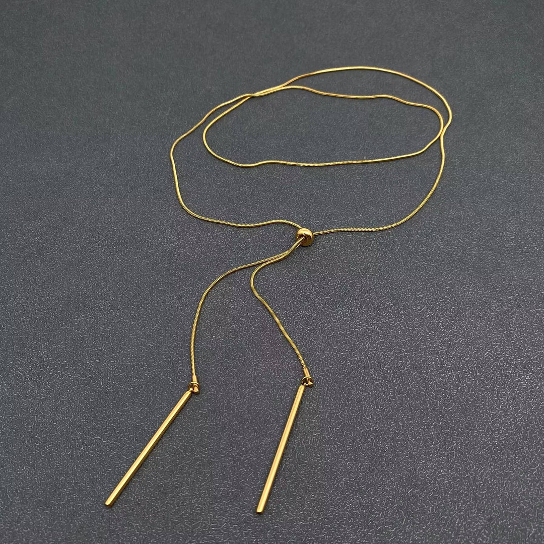 Minimalist 18K Golden Stainless Steel Lariat Necklace