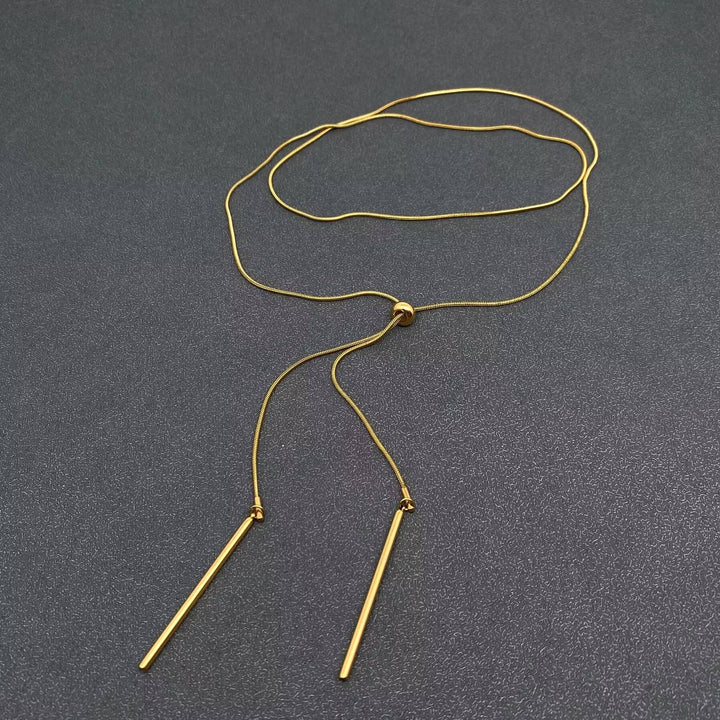 Minimalist 18K Golden Stainless Steel Lariat Necklace