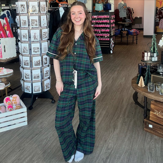 Navy Plaid PJ SET