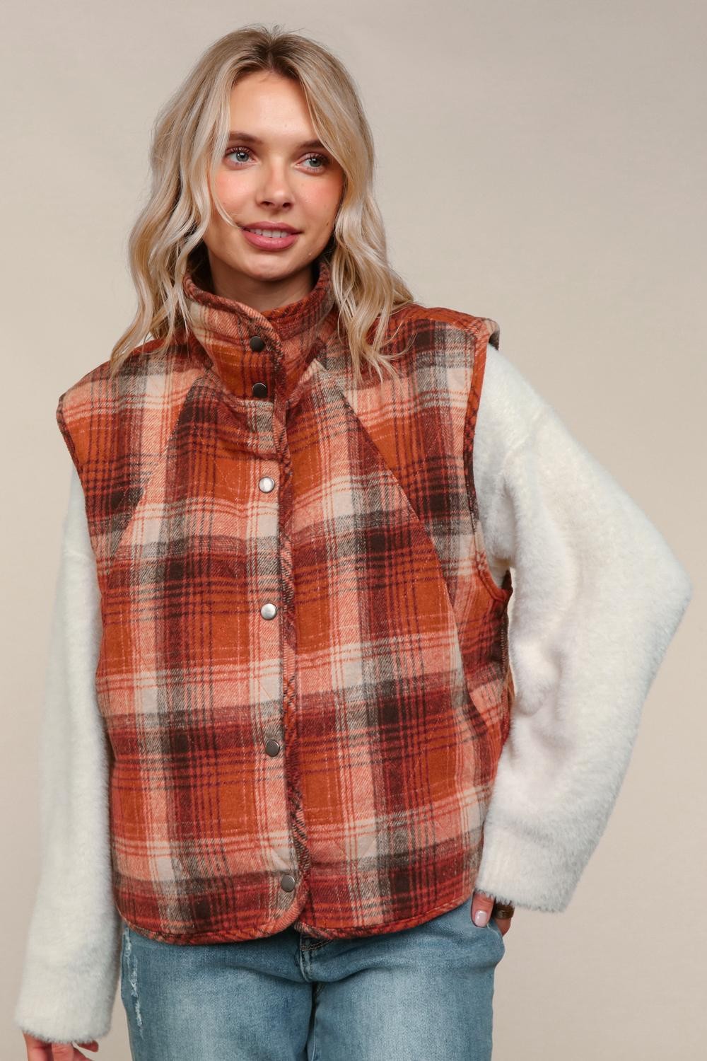 Rust Plaid Vest