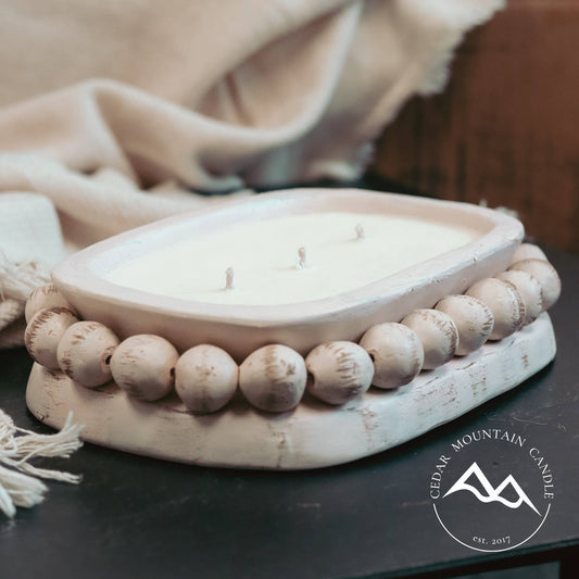 Pottery Dough Bowl Soy Candle - With Beads: Sweet Cinnamon Vanilla