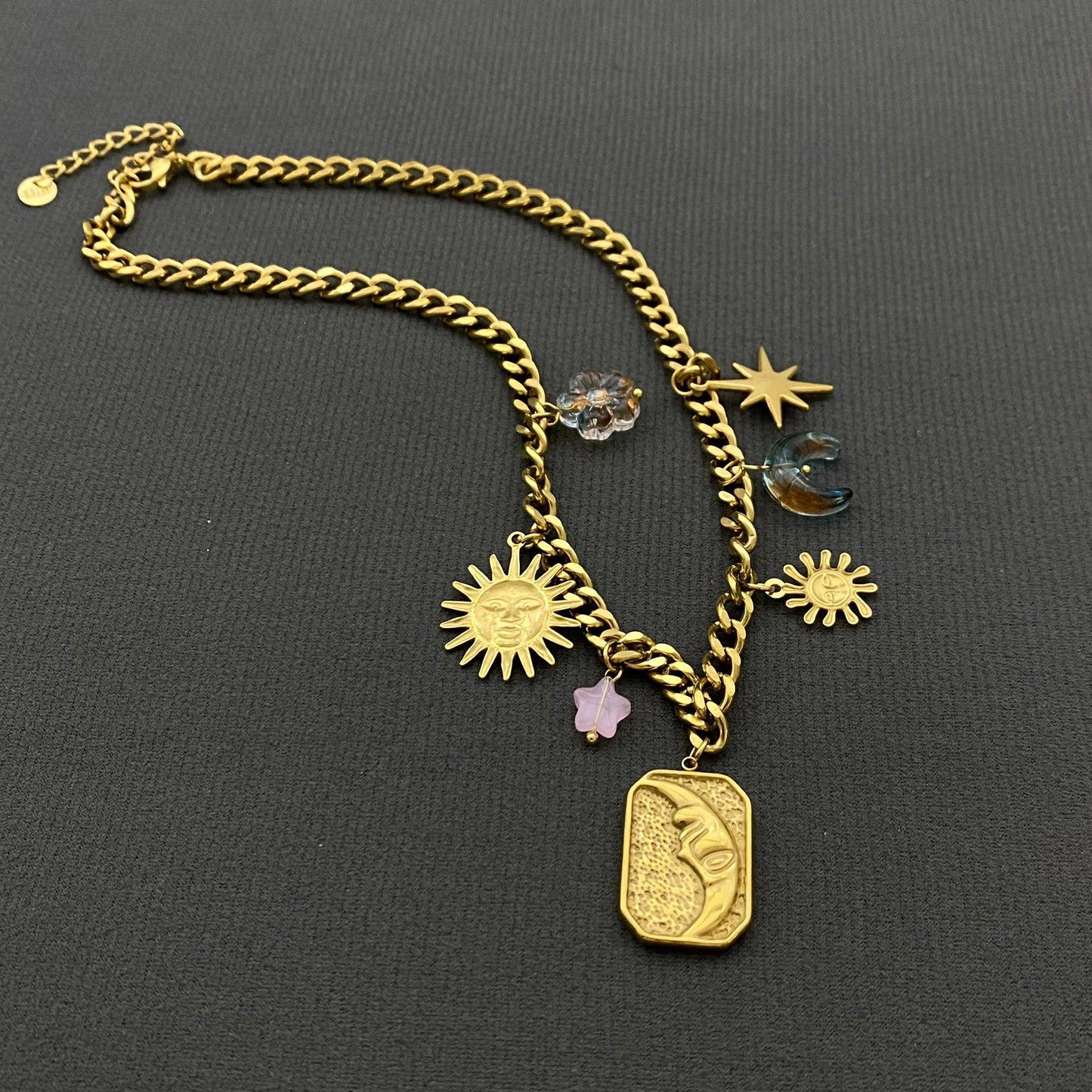 Sun Moon Star Charm Necklace