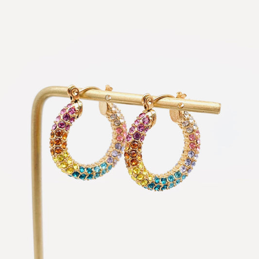 Rainbow Diamond Hoops
