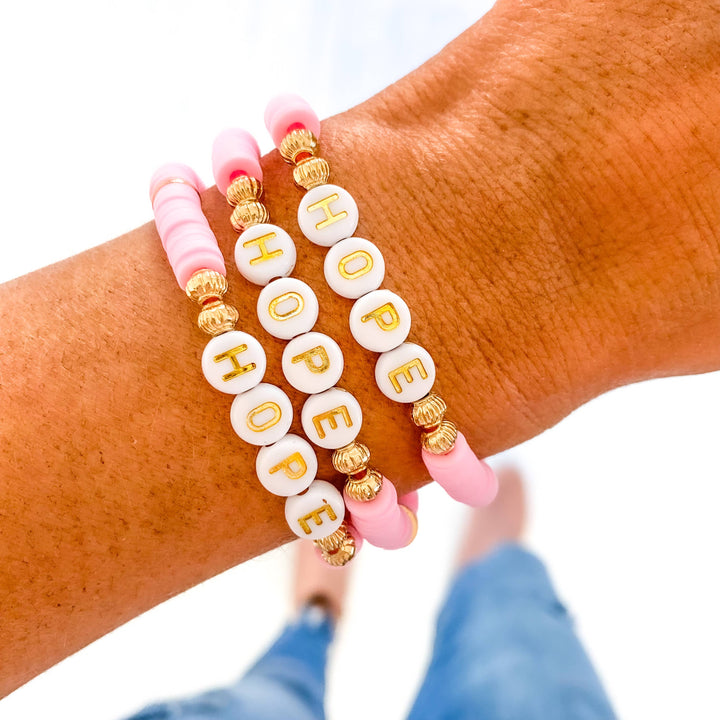 Pink Hope Breast Cancer Heishi Bracelet