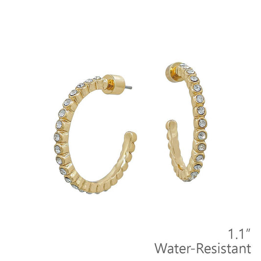 Water Resistant Diamond Gold Hoop Earring