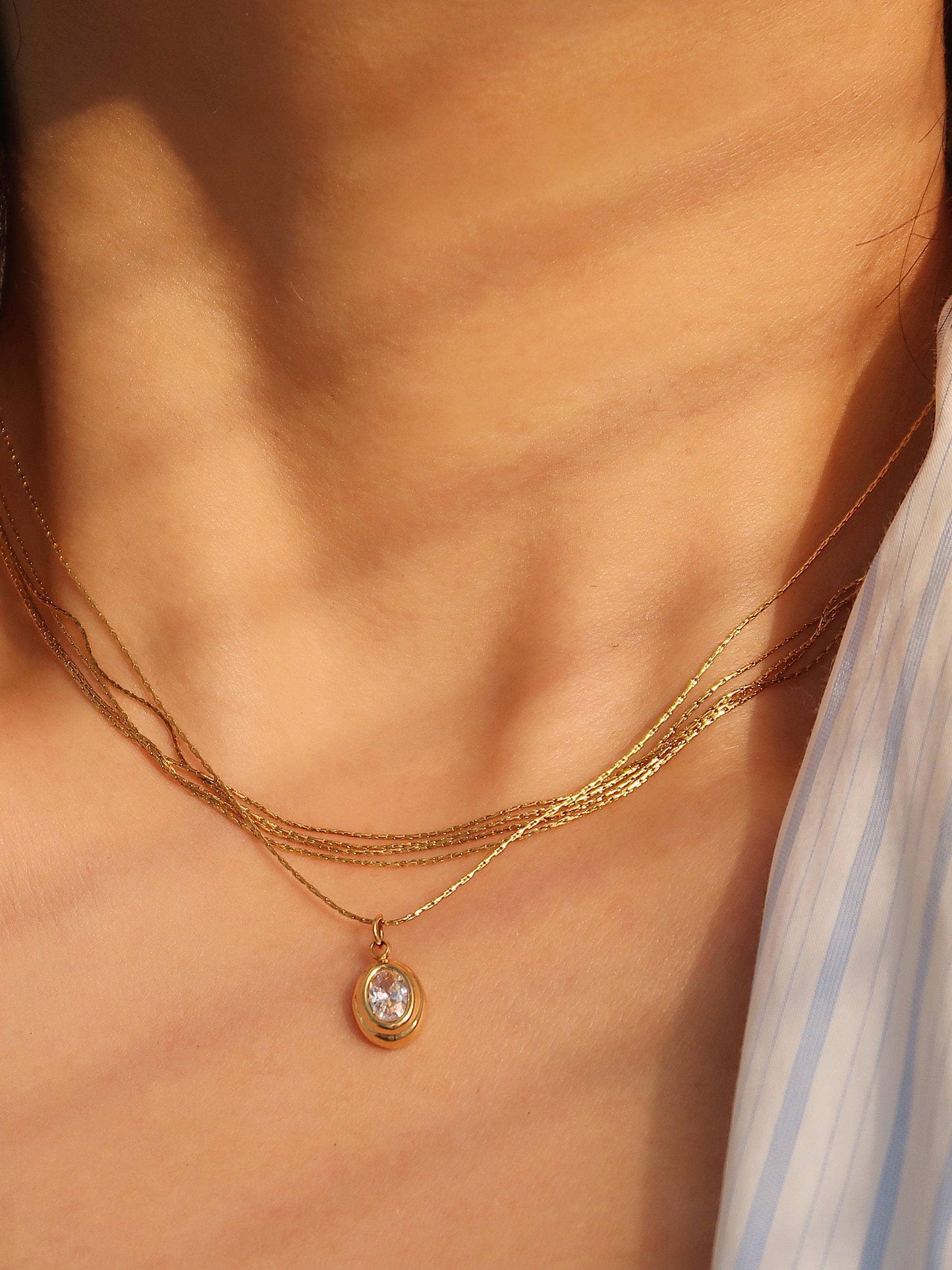 Cornelia 18K Gold Non-Tarnish Gemstone Necklace: Red