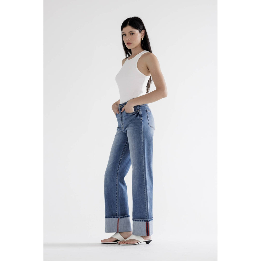 Hight Rise Wise Leg w/Cuff Mica Jean