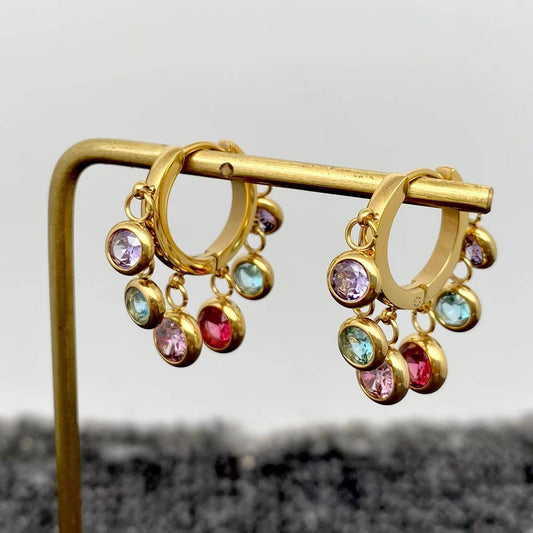 Colorful Dangle Huggie Earrings