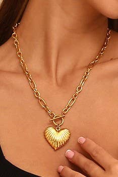 18K Tarnish Free Gold Heart Necklace