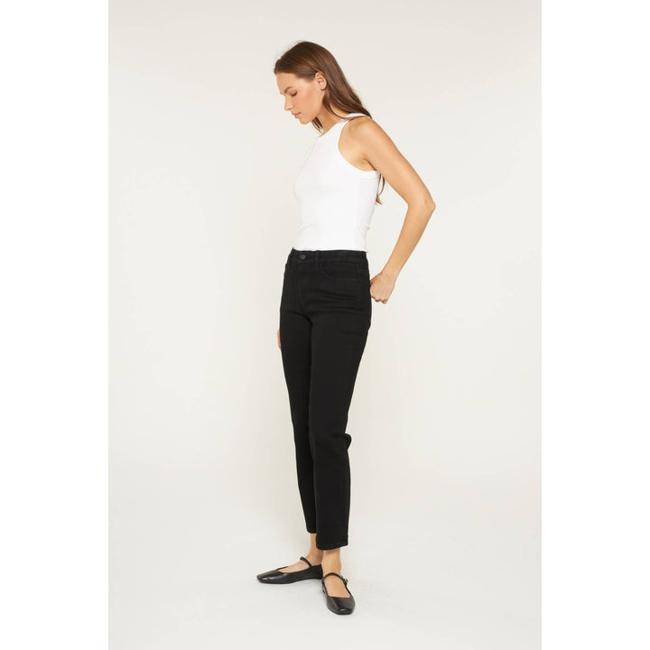 Black Mid-Rise Ankle Mica Straight Jeans
