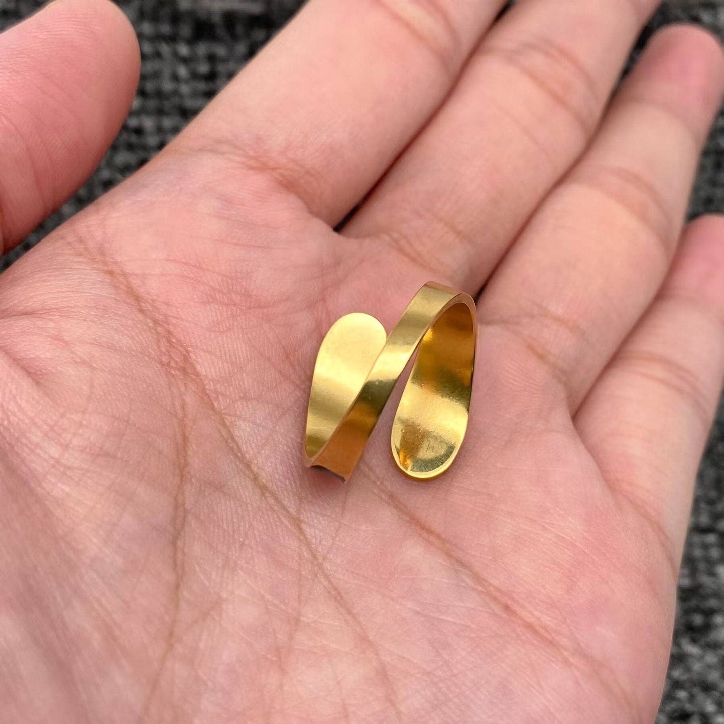 Two Tone Enamel 18K Gold Plated Adjustable Ring