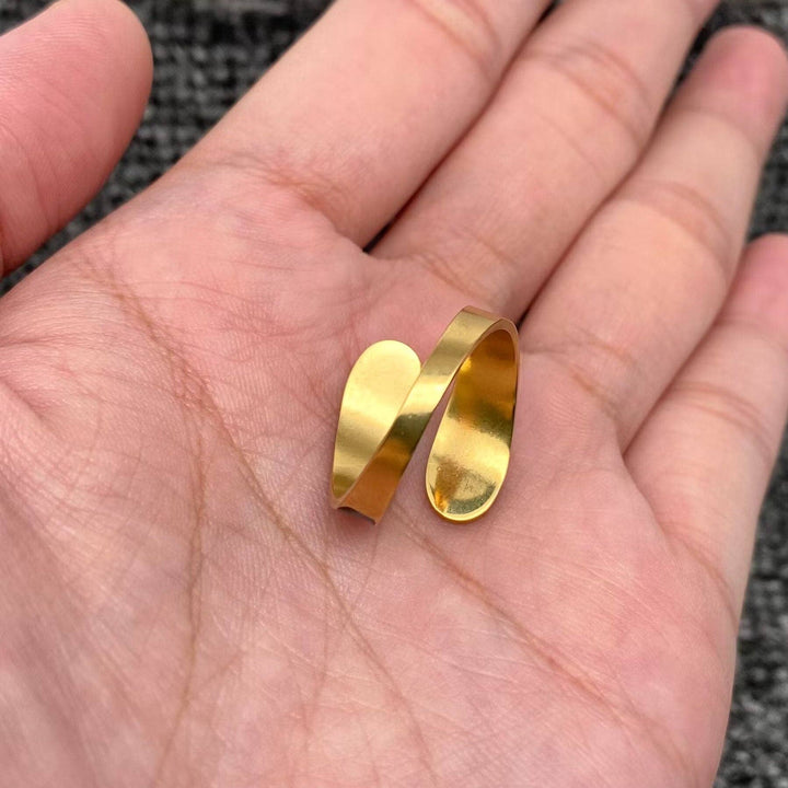 Two Tone Enamel 18K Gold Plated Adjustable Ring