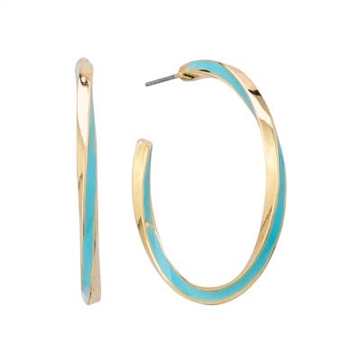 Blue and Gold Twisted Hoop Earring