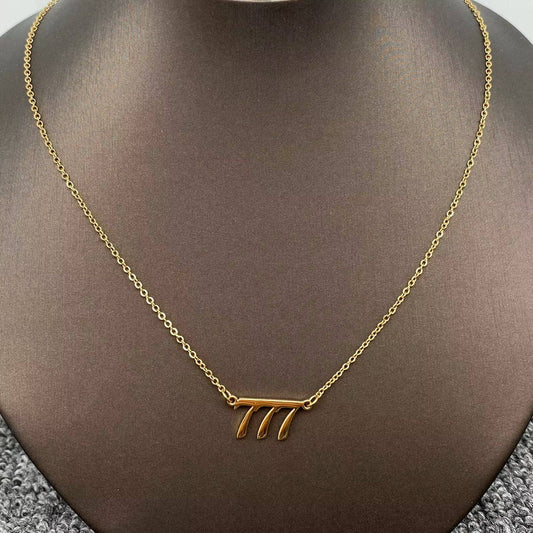 Lucky Numbers 18K Gold Plated Stainless Steel Necklace : 777