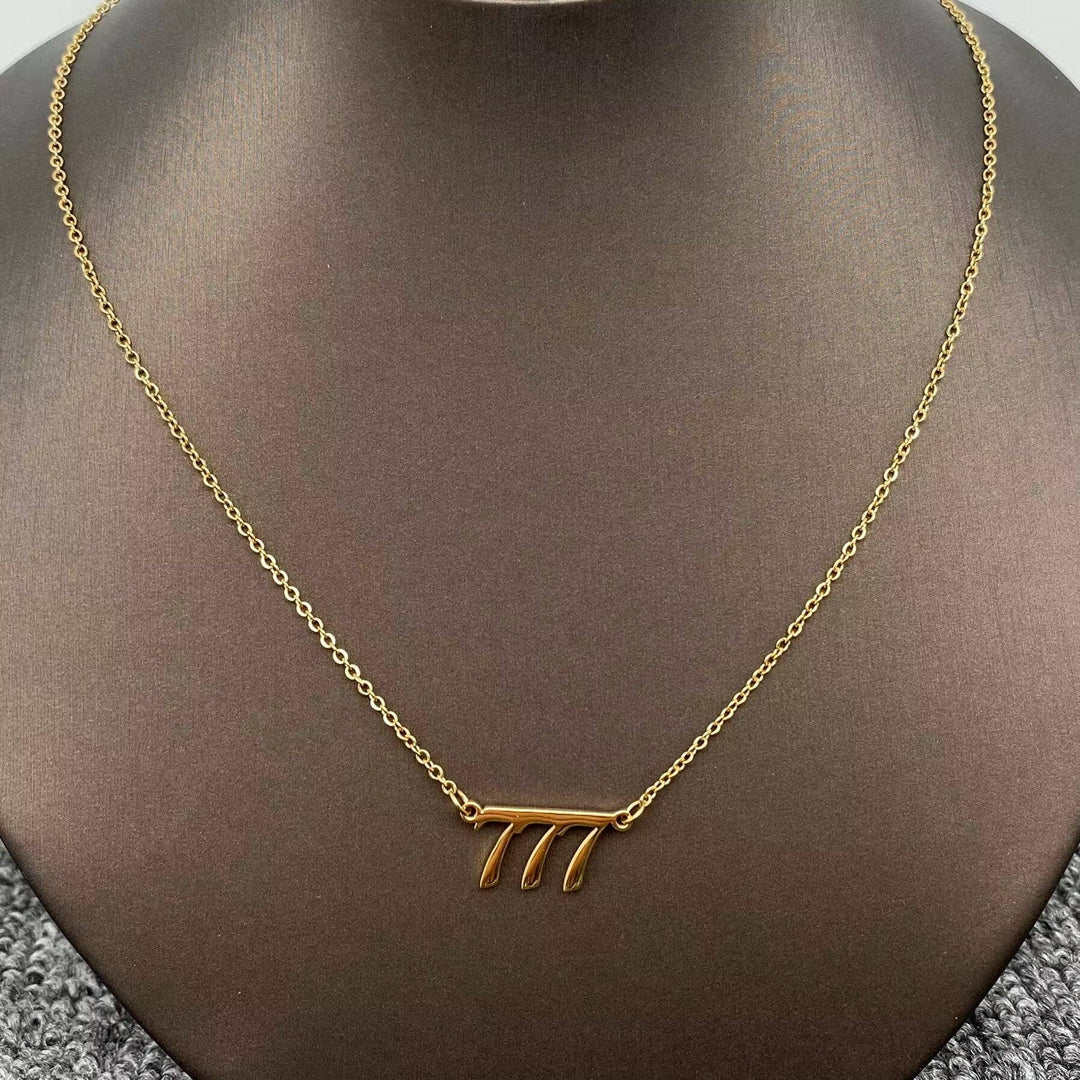 Lucky Numbers 18K Gold Plated Stainless Steel Necklace: 999