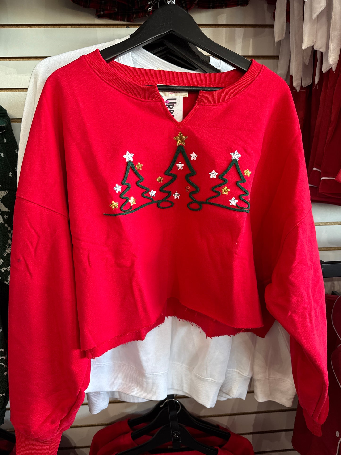 Red Felt Christmas Tree Sweater