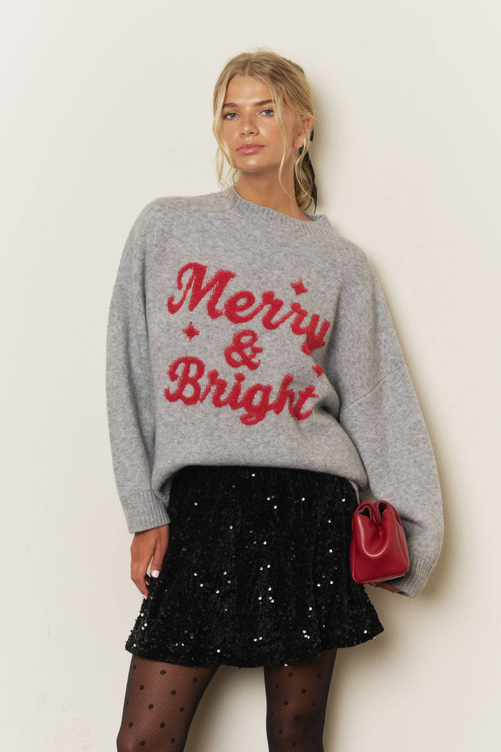 MERRY &amp; BRIGHT MOCK NECK SWEATER: HUNTER GREEN