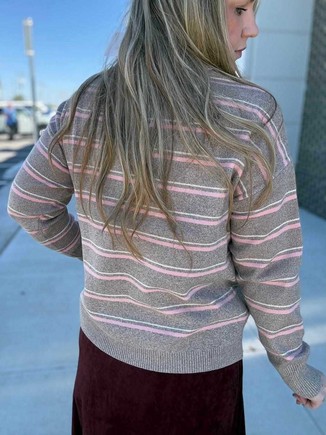 Pink Mocha Stripe Sweater