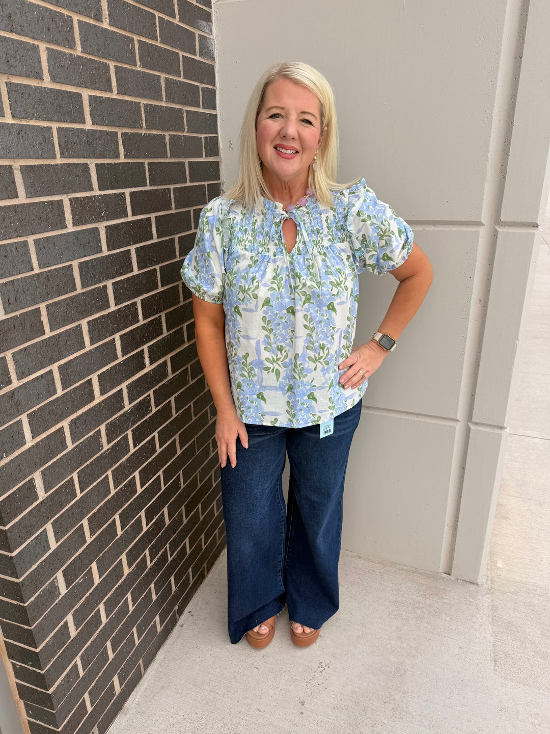 Blue Floral Cottage Blouse