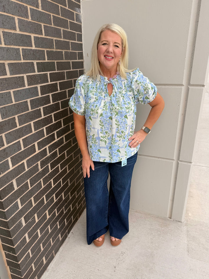Blue Floral Cottage Blouse