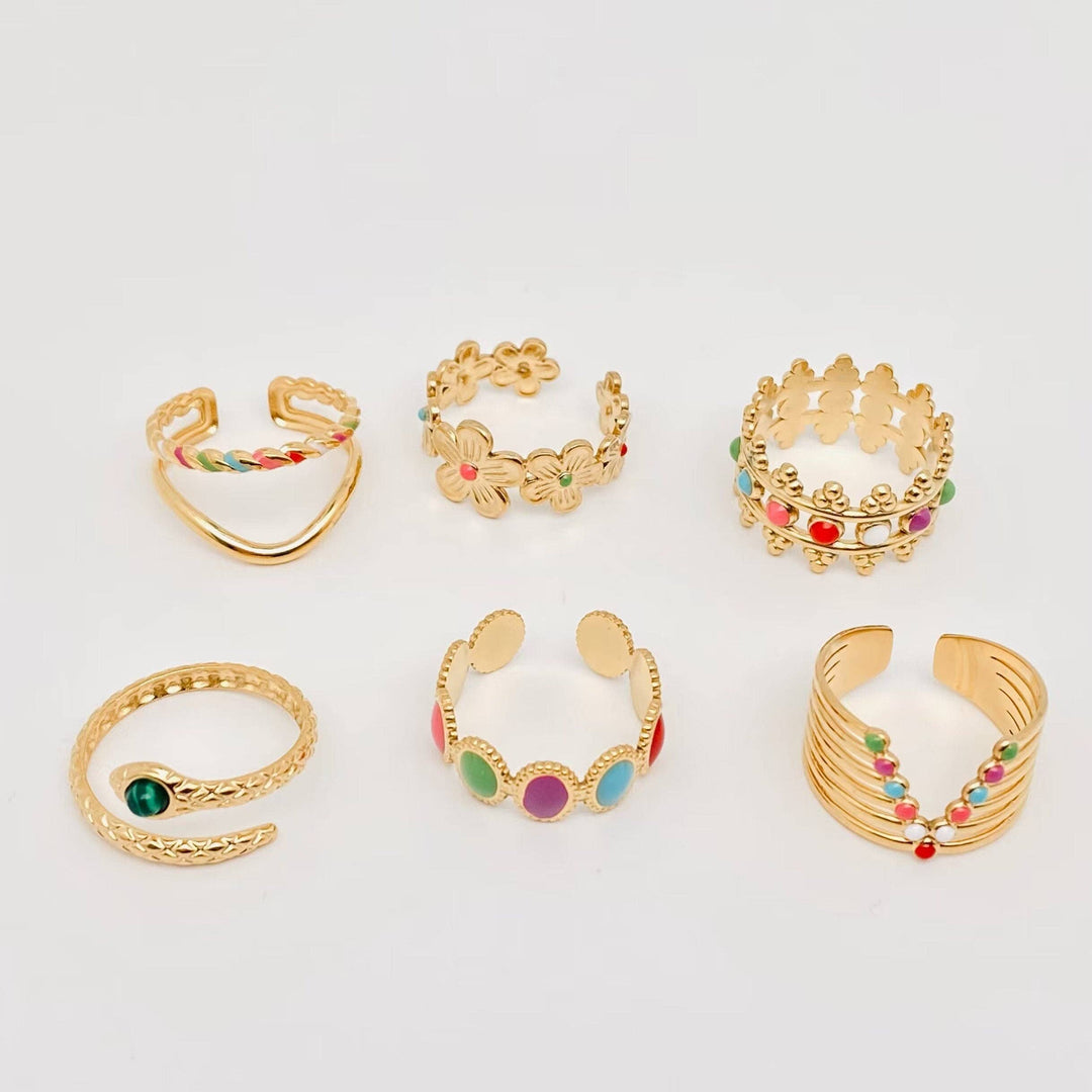 18K Gold Plated Colorful Basket Ring