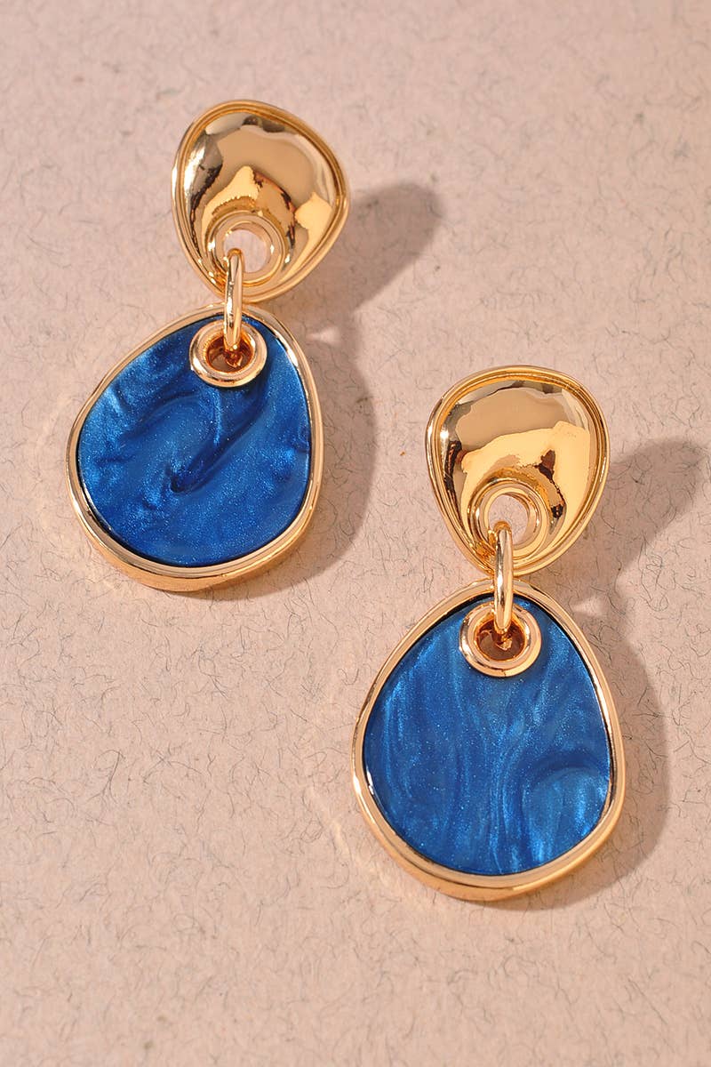 Blue Metal Teardrop Earrings
