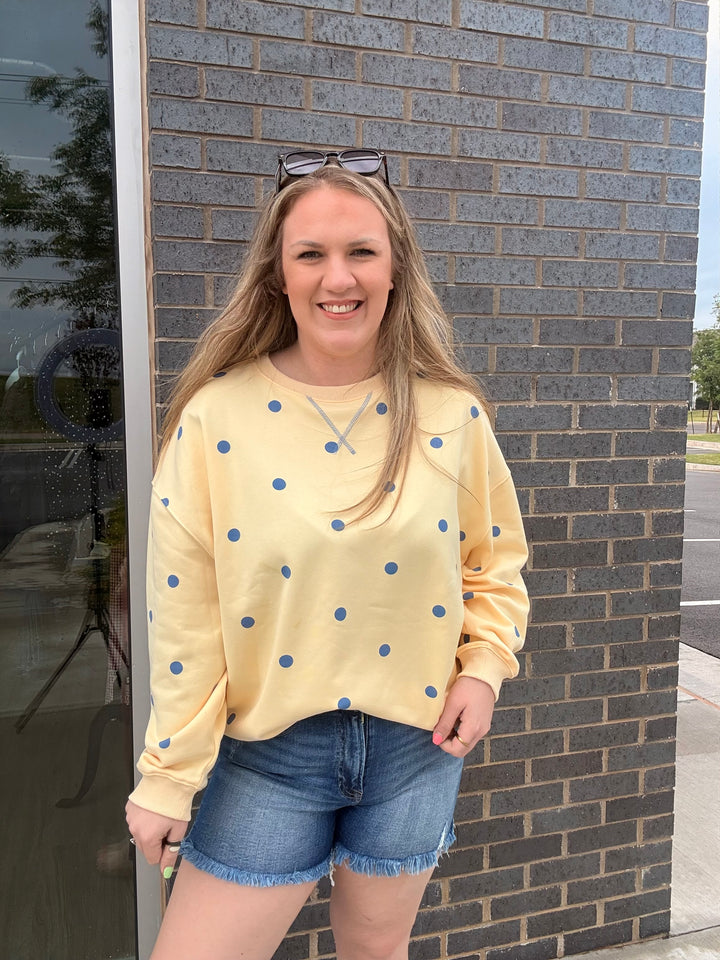 Yellow/Blue Polka Dot Sweatshirt
