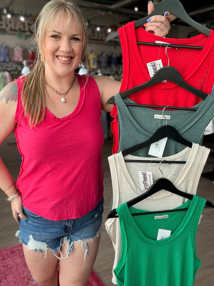 Raw Edge Detail Tank Top (5 Colors)