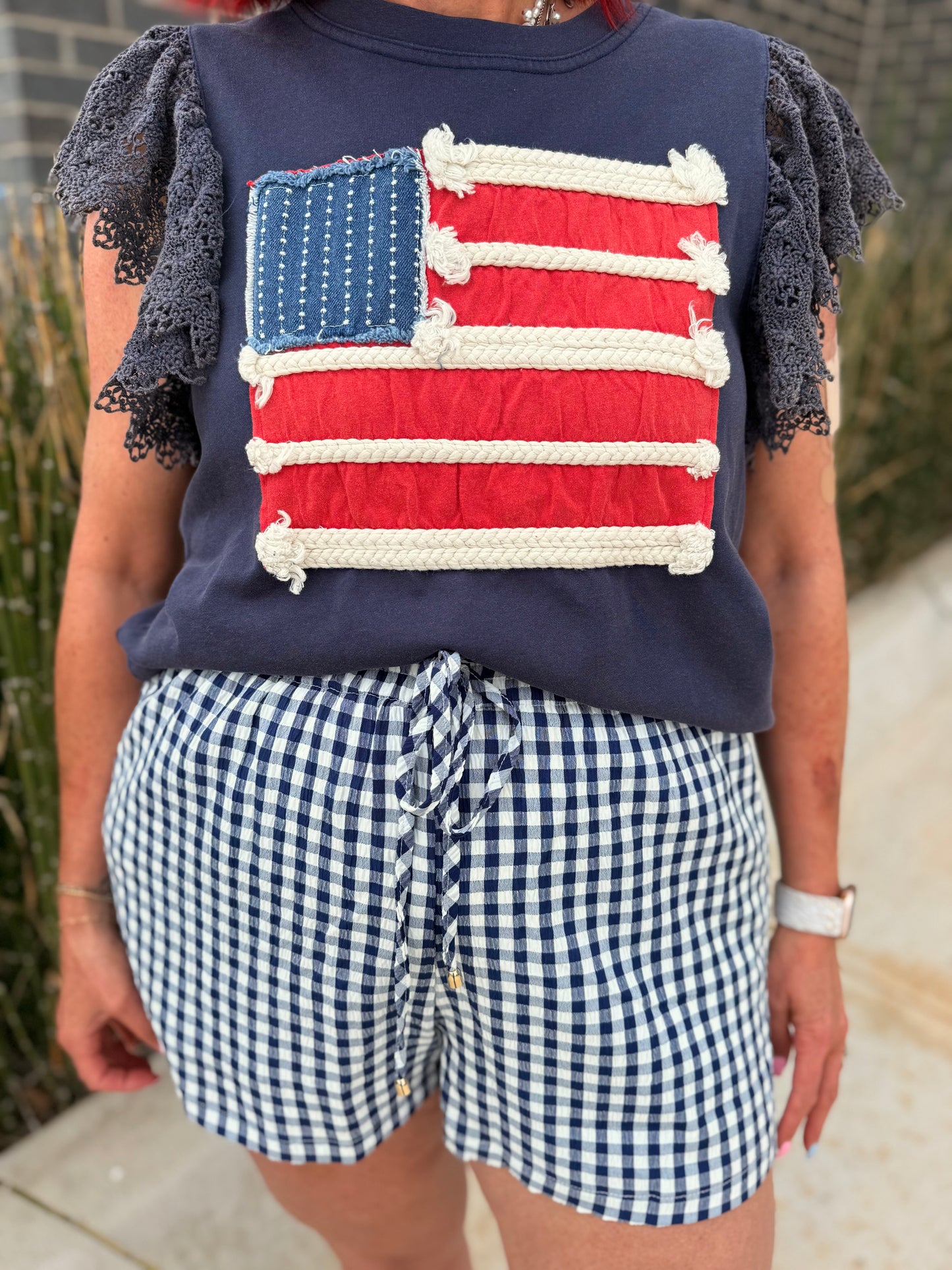 Navy, White & Gingham Shorts