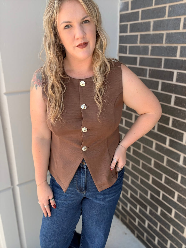 Coffee Date Button Vest