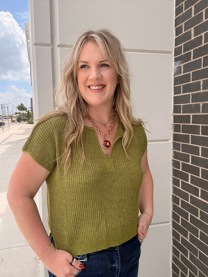 Kiwi V Knit Blouse