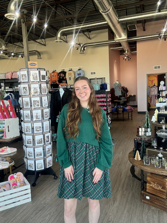 Green Plaid Dress w/Bows