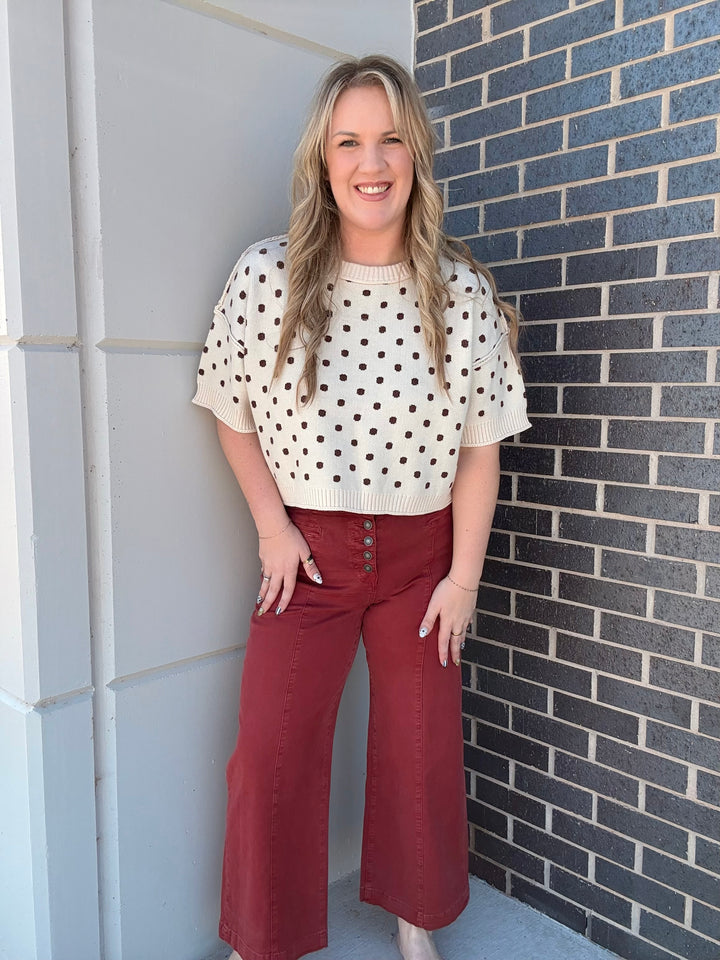 Cream/Brown Polka Dot Sweater
