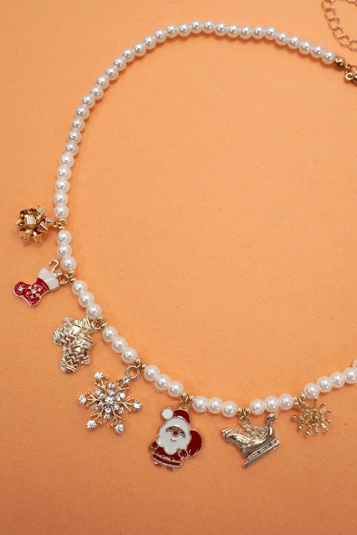 Pearl Xmas Charm Necklace