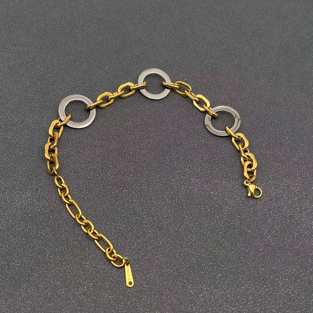 Two Tone Ring Linked Bracelet