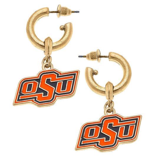 OSU Logo Drop Hoop Earrings