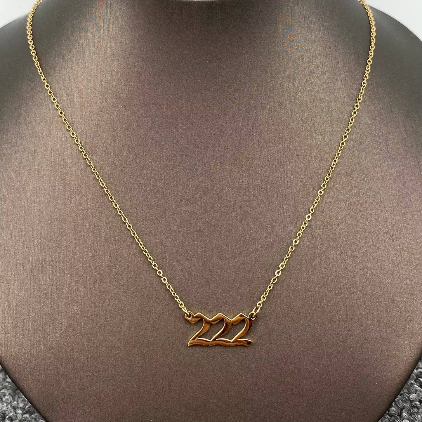 Lucky Numbers 18K Gold Plated Stainless Steel Necklace : 888