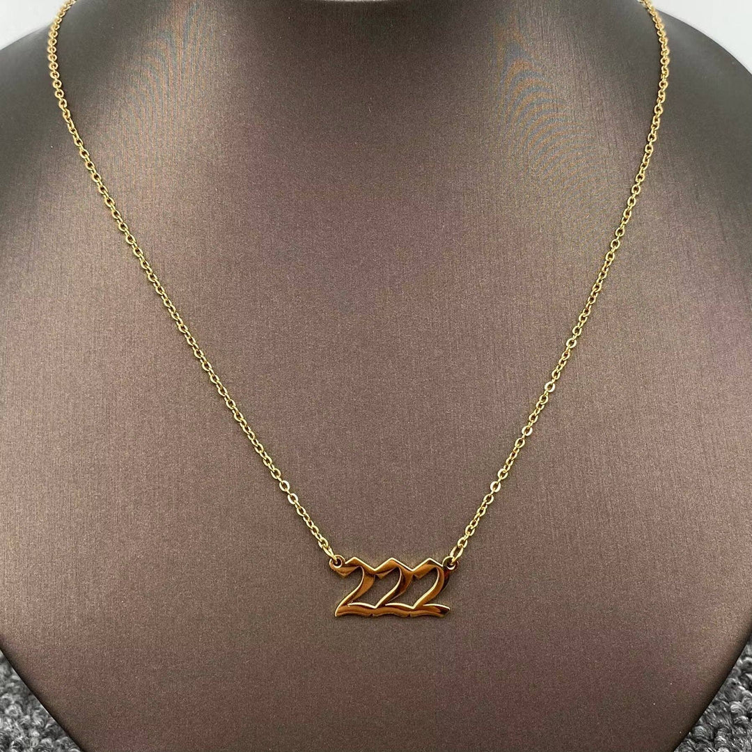 Lucky Numbers 18K Gold Plated Stainless Steel Necklace: 999
