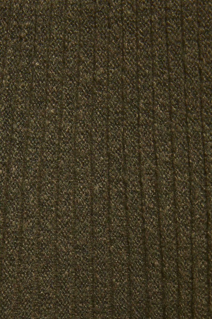 High Waist Ribbed Knit Flared Flounce Mini Skirt: OLIVE / M
