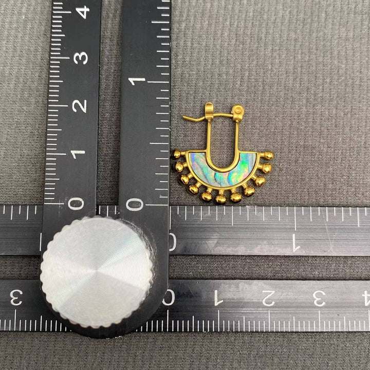 Abalone Shells Inlaid 18K Gold Plated SS Hoop Earrings - FGS