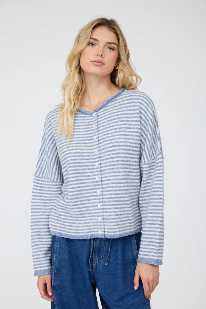 Dusty Blues Striped Cardigan