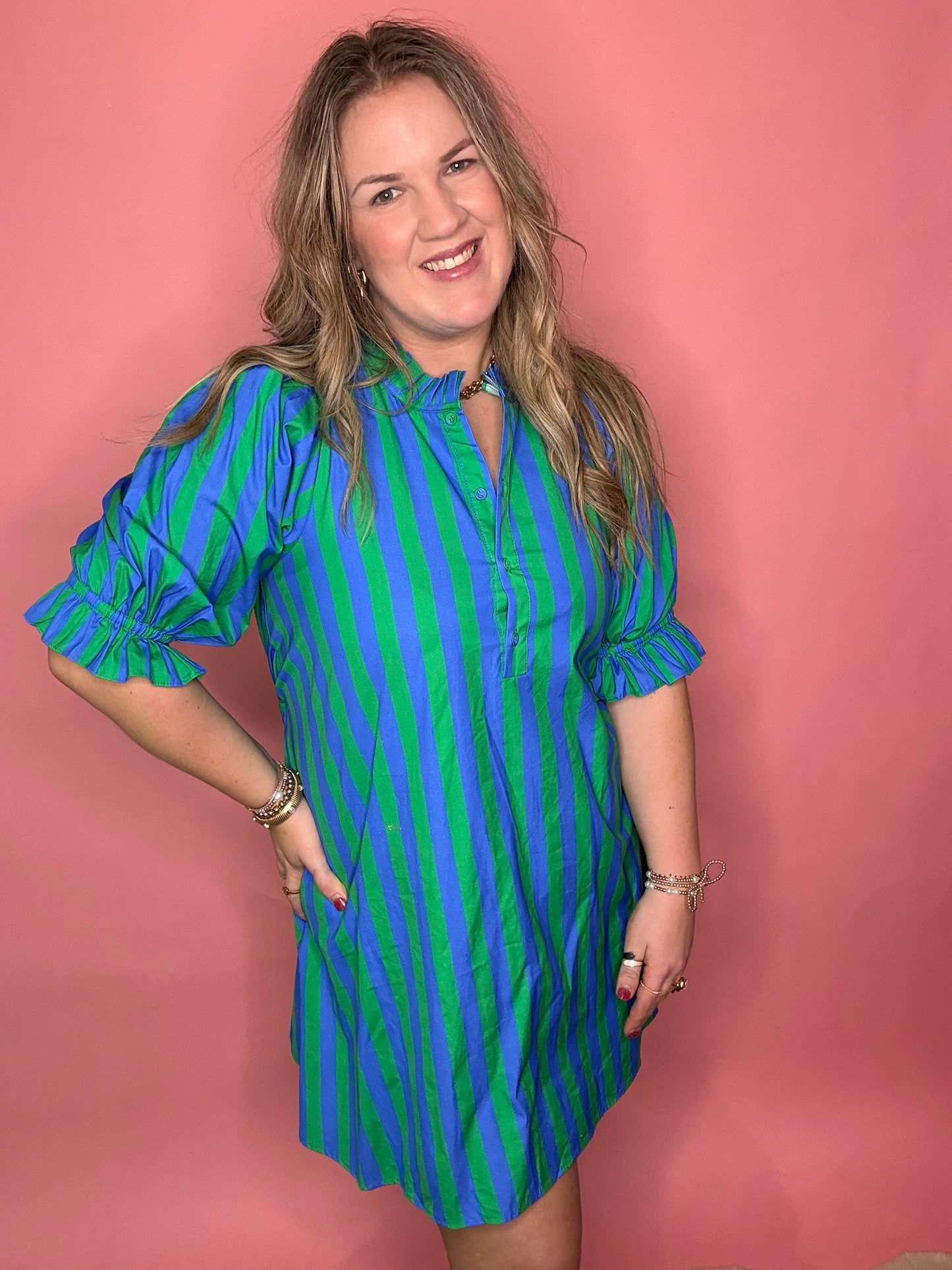 Blue/Green Stripe Dress