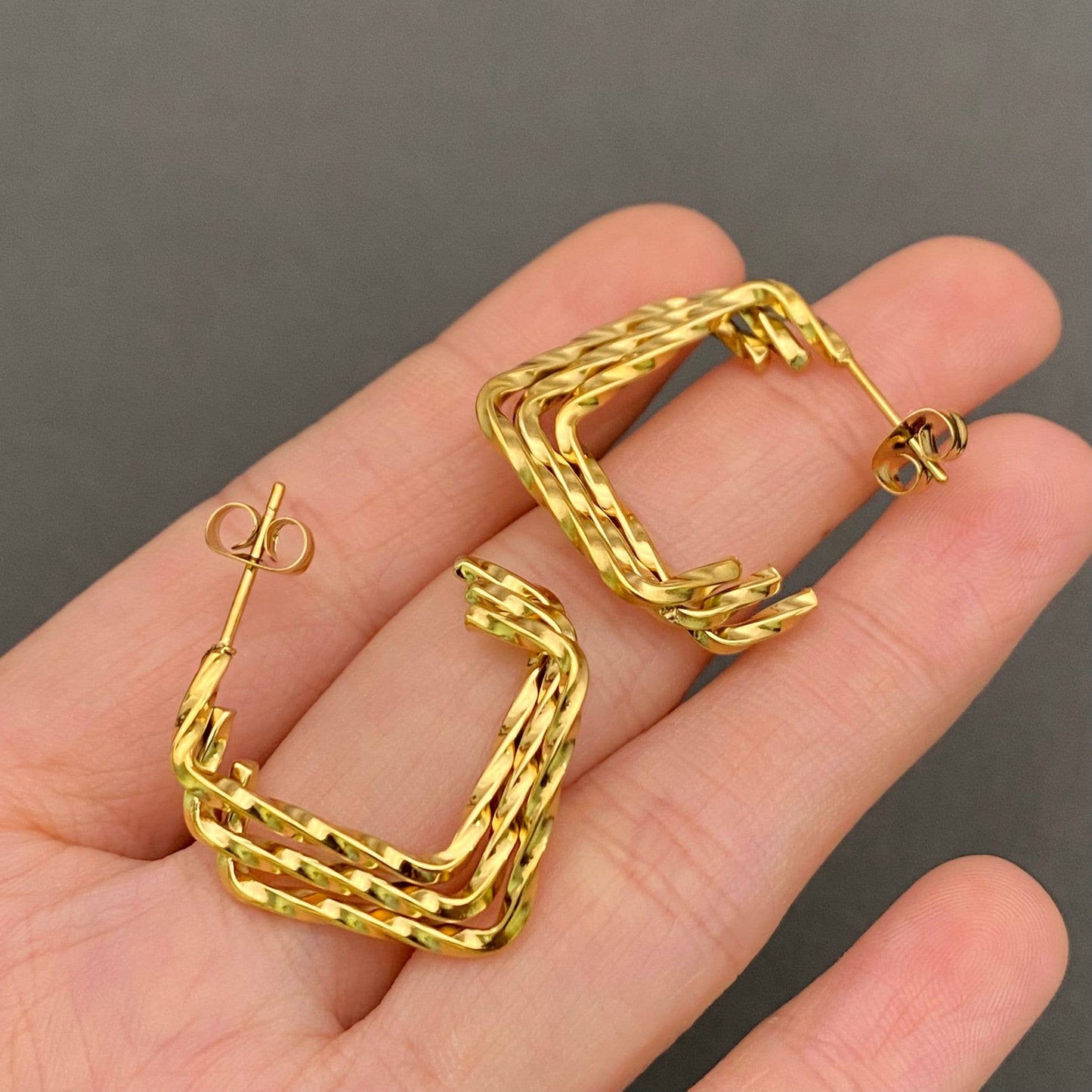 Three Layer C-Shaped Earrings
